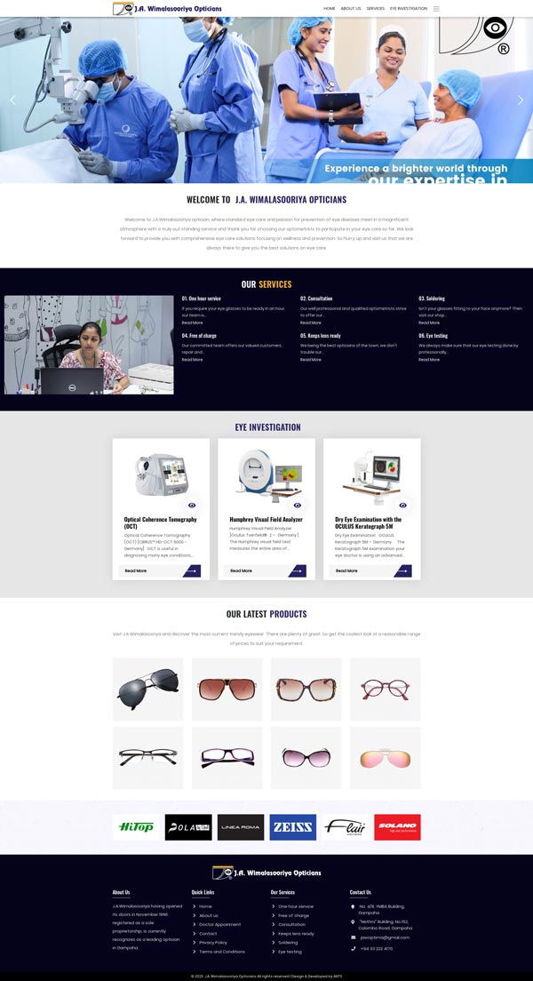 J.A.Wimalasorriya Opticians | Web Design Sri Lanka