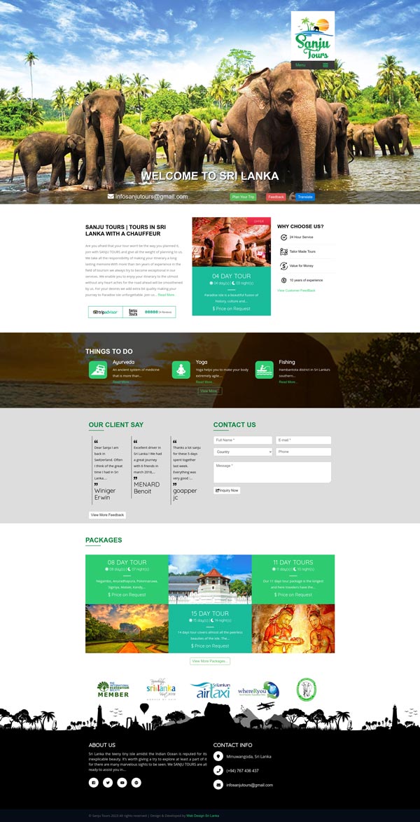 Sanju Tours | Web Design Sri Lanka