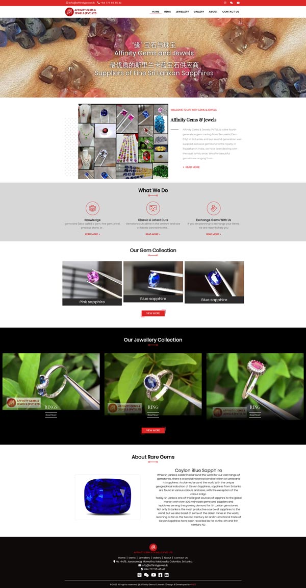 Affinity Gems & Jewels (Pvt) Ltd. | Web Design Sri Lanka