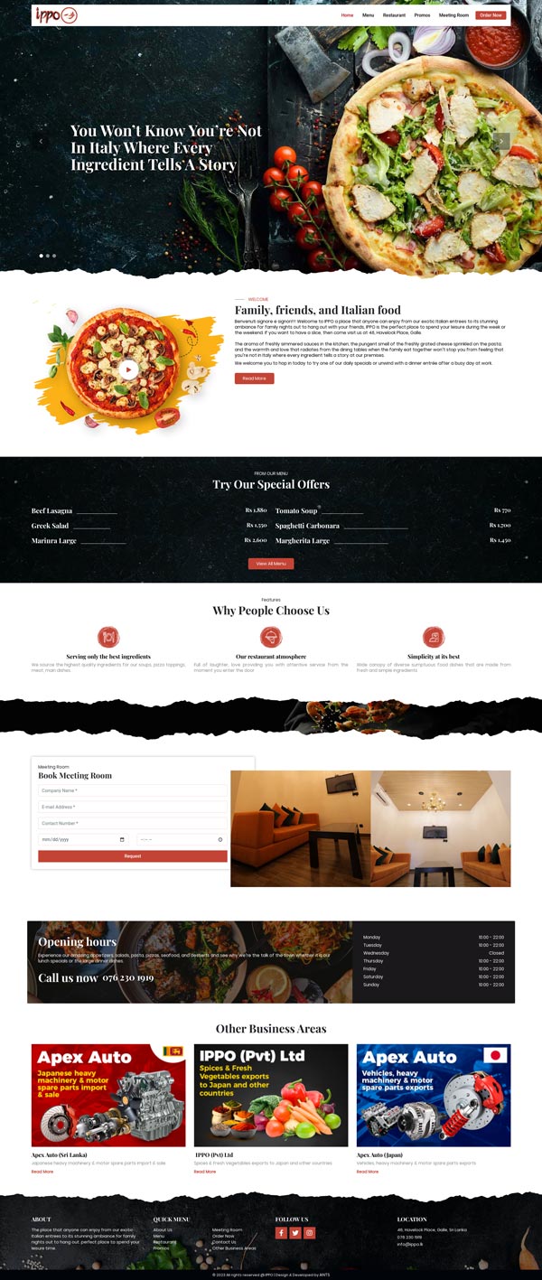 Ippo Italian Food | Web Design Sri Lanka
