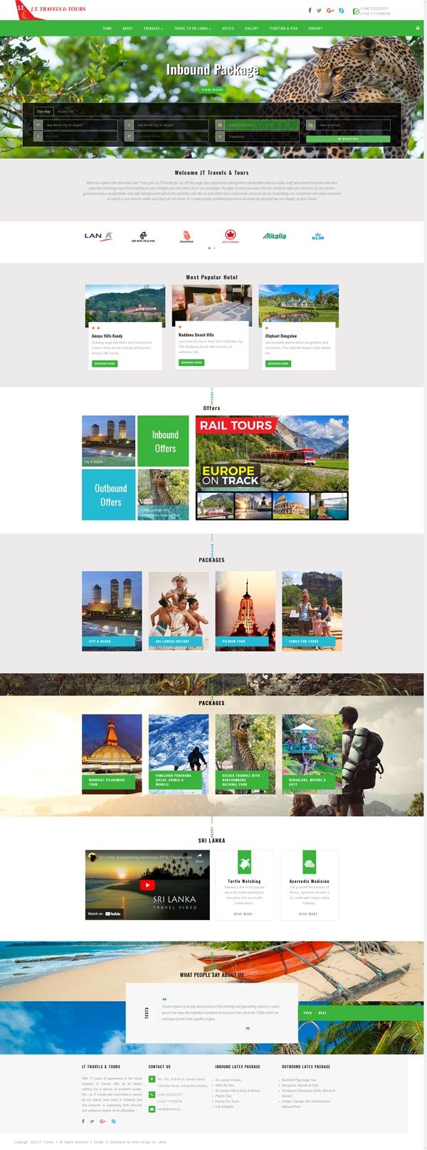 JT Travels & Tours | Web Design Sri Lanka