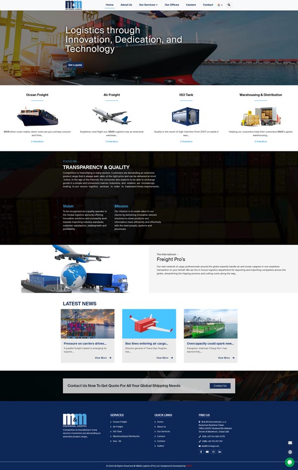 M&M Logistics (Pvt) Ltd | Web Design Sri Lanka