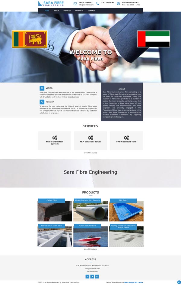Sara Fibre Engineering | Web Design Sri Lanka