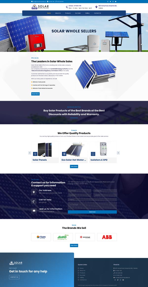 Solar Whole Sellers | Web Design Sri Lanka