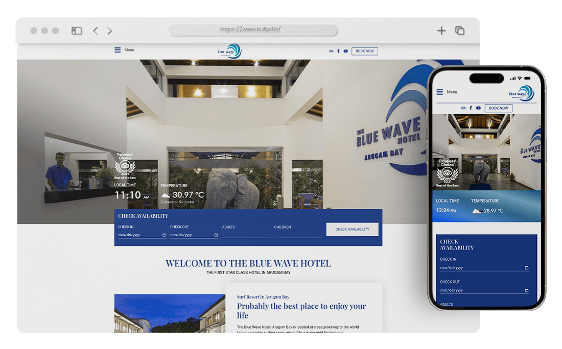 The Blue Wave Arygam Bay | Web Design Sri Lanka