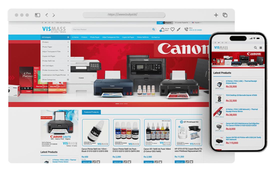 VISMASS InkJET (Pvt) Ltd | Web Design Sri Lanka